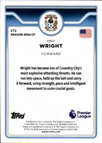 Haji Wright - Topps Flagship Premier League Base Set 2026-27, Nr. 272