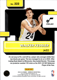 Walker Kessler - Panini Donruss Rated Rookie 2022-23, Nr. 222 – Rookie Card