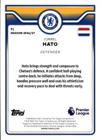 Jorrel Hato - Topps Flagship Premier League Base Set 2026-27, Nr. 91