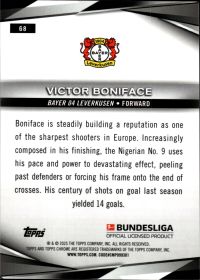 Victor Boniface - Topps Chrome Sapphire Bundesliga Base Set 2024-25, Nr. 68
