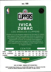 Ivica Zubac - Panini Donruss Optic Base Set 2021-22, Nr. 68