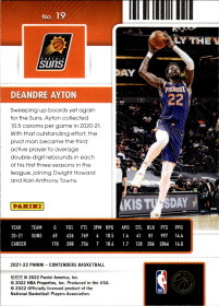 Deandre Ayton - Panini Contenders Season Ticket 2021-22, Nr. 19