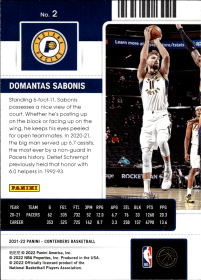 Domantas Sabonis - Panini Contenders Season Ticket 2021-22, Nr. 2