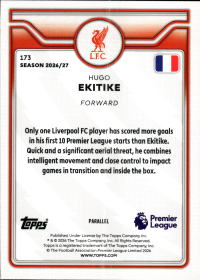 Hugo Ekitike - Topps Flagship Premier League Base Set 2026-27, Nr. 173 – Premier League Parallel