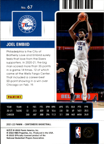 Joel Embiid - Panini Contenders Season Ticket 2021-22, Nr. 67