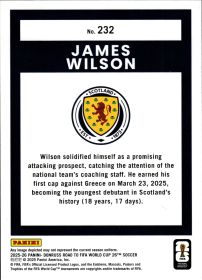James Wilson - Panini Donruss FIFA Road to World Cup Rated Rookie 2025-26, Nr. 232 – Rookie Card
