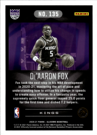 De'Aaron Fox - Panini Illusions Base Set 2020-21, Nr. 135