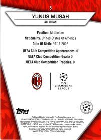 Yunus Musah - Topps Superstars UEFA Club Competitions Base Set 2023-24, Nr. 5