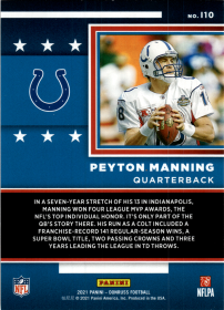 Peyton Manning - Panini Donruss Inducted 2021, Nr. I10 – Insert