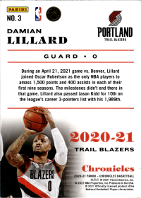 Damian Lillard - Panini Chronicles Base Set 2020-21, Nr. 3