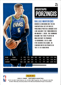 Kristaps Porzingis - Panini Contenders Season Ticket 2020-21, Nr. 42