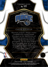 Caleb Houstan - Panini Select Premier Level 2022-23, Nr. 177 – Rookie Card