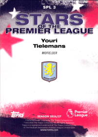 Youri Tielemans - Topps Flagship Premier League Stars of the Premier League 2026-27, Nr. SPL 3 – Insert