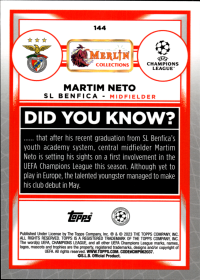Martim Neto - Topps Merlin Chrome UEFA Club Competitions Base Set 2022-23, Nr. 144 – Rookie Card