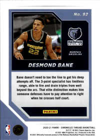 Desmond Bane - Panini Chronicles Threads 2020-21, Nr. 92