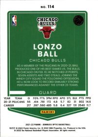 Lonzo Ball - Panini Donruss Optic Base Set 2021-22, Nr. 114