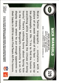Nick Mangold - Topps Base Set 2011, Nr. 329
