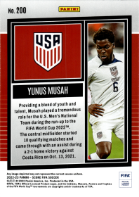 Yunus Musah - Panini Score FIFA Base Set 2022-23, Nr. 200