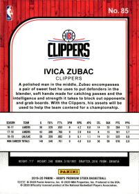 Ivica Zubac - Panini Hoops Premium Stock Base Set 2019-20, Nr. 85