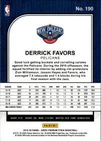 Derrick Favors - Panini Hoops Premium Stock Base Set 2019-20, Nr. 190