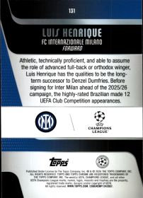 Luis Henrique - Topps Chrome UEFA Club Competitions Base Set 2025-26, Nr. 131