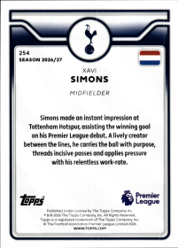 Xavi Simons - Topps Flagship Premier League Base Set 2026-27, Nr. 254