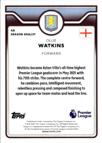 Ollie Watkins - Topps Flagship Premier League Base Set 2026-27, Nr. 48