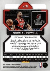 Norman Powell - Panini Prizm Base Set 2021-22, Nr. 119