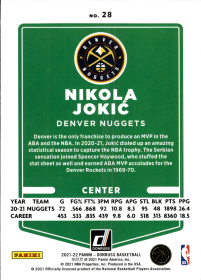 Nikola Jokić - Panini Donruss Base Set 2021-22, Nr. 28
