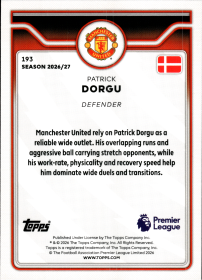 Patrick Dorgu - Topps Flagship Premier League Base Set 2026-27, Nr. 193