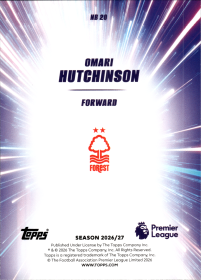 Omari Hutchinson - Topps Flagship Premier League Nitro Boost 2026-27, Nr. NB 20 – Insert