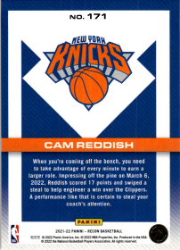 Cam Reddish - Panini Recon Base Set 2021-22, Nr. 171