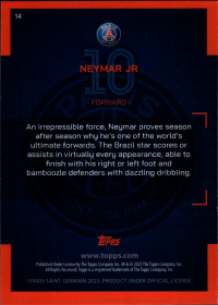 Neymar Jr - Topps Paris Saint-Germain Official Team Set 2023-24, Nr. 14