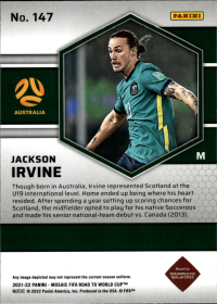 Jackson Irvine - Panini Mosaic FIFA Road to World Cup Base Set 2021-22, Nr. 147 – Rookie Card