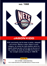 Jason Kidd - Panini Recon Base Set 2021-22, Nr. 192