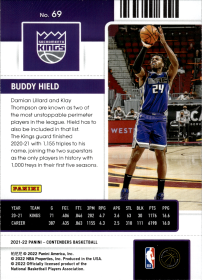 Buddy Hield - Panini Contenders Season Ticket 2021-22, Nr. 69