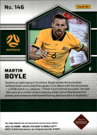 Martin Boyle - Panini Mosaic FIFA Road to World Cup Base Set 2021-22, Nr. 146 – Rookie Card