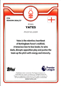 Ryan Yates - Topps Flagship Premier League Base Set 2026-27, Nr. 226