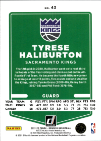 Tyrese Haliburton - Panini Donruss Base Set 2021-22, Nr. 43