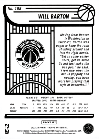 Will Barton - Panini Hoops Base Set 2022-23, Nr. 188
