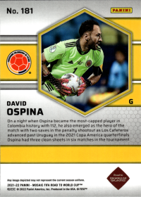 David Ospina - Panini Mosaic FIFA Road to World Cup Base Set 2021-22, Nr. 181