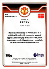 Patrick Dorgu - Topps Flagship Premier League Base Set 2026-27, Nr. 193