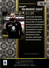 Vanja Milinković-Savić - Panini Player of the Match Base Set 2024-25, Nr. 92