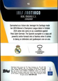 Iris Santiago - Topps Chrome UEFA Women's Champions League Base Set 2025-26, Nr. 93 – Rookie Card