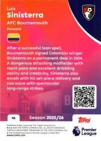Luis Sinisterra - Topps Match Attax Premier League Base Set 2025-26, Nr. 46