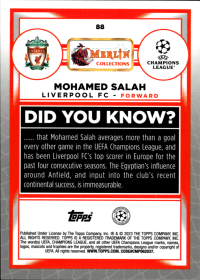 Mohamed Salah - Topps Merlin Chrome UEFA Club Competitions Base Set 2022-23, Nr. 88 – Aqua Prism Refractor