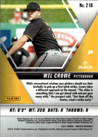 Wil Crowe - Panini Mosaic Base Set 2021, Nr. 218 – Rookie Card
