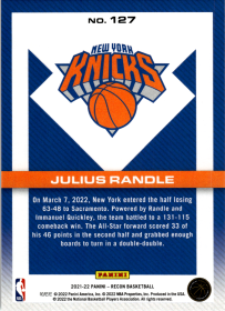 Julius Randle - Panini Recon Base Set 2021-22, Nr. 127