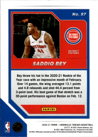 Saddiq Bey - Panini Chronicles Threads 2020-21, Nr. 97