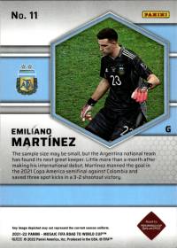 Emiliano Martínez - Panini Mosaic FIFA Road to World Cup Base Set 2021-22, Nr. 11